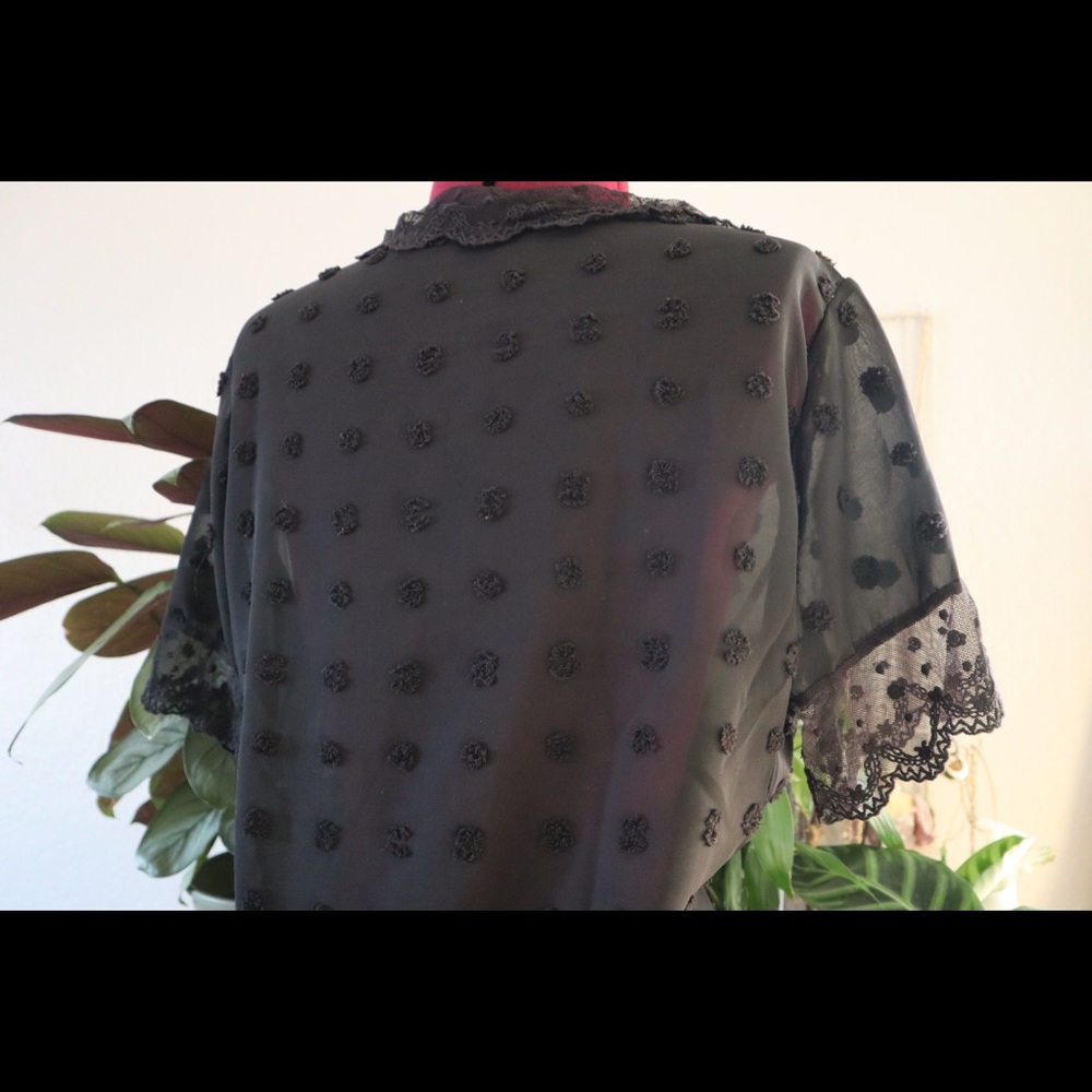 Sheer top with stitched pattern